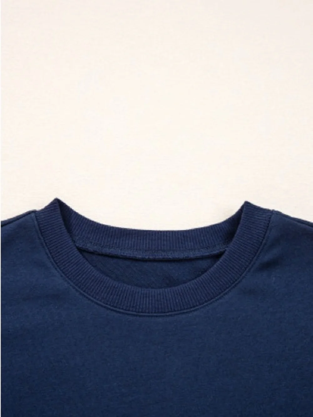 Navy Blue Preppy Striped Sleeve Loose Sweatshirt